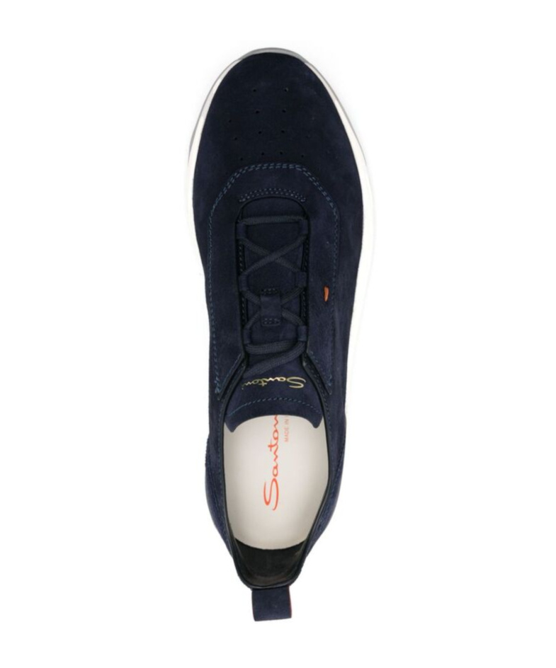 Santoni Suede Sneakers Contrast Sole In Black