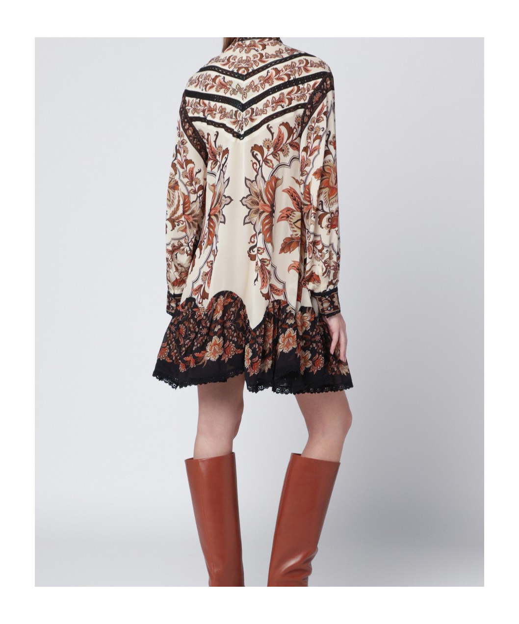 Farm Rio Sand Majestic Garden Lace Mini Dress In Multi