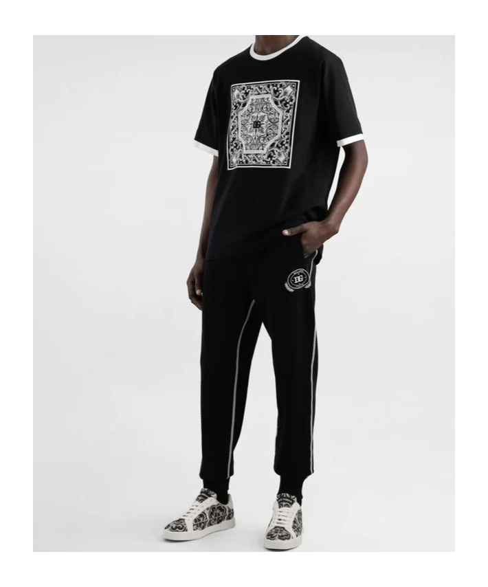 Dolce & Gabbana Jersey Trousers With Print And Embroidery In Black