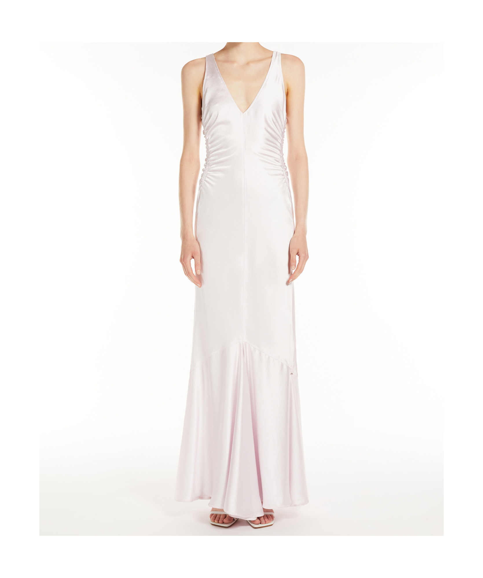 Sportmax Long Satin Dress In White