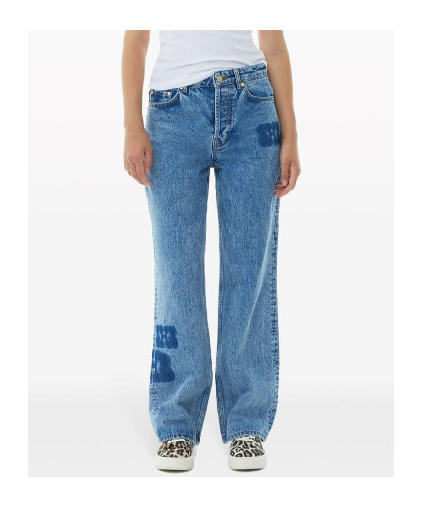Ganni Izey Patchwork Jeans In Blue