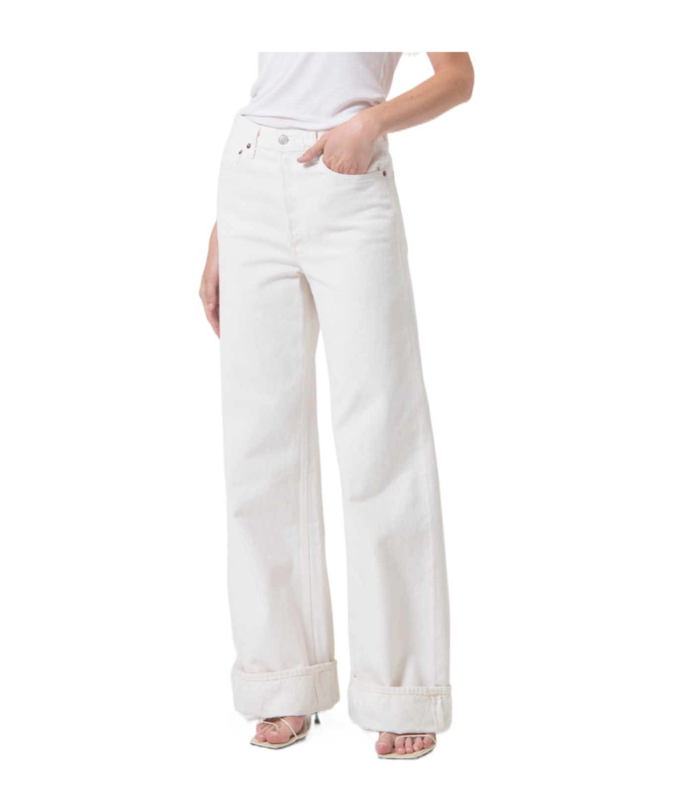 Agolde Dame Wide Leg Jeans In White