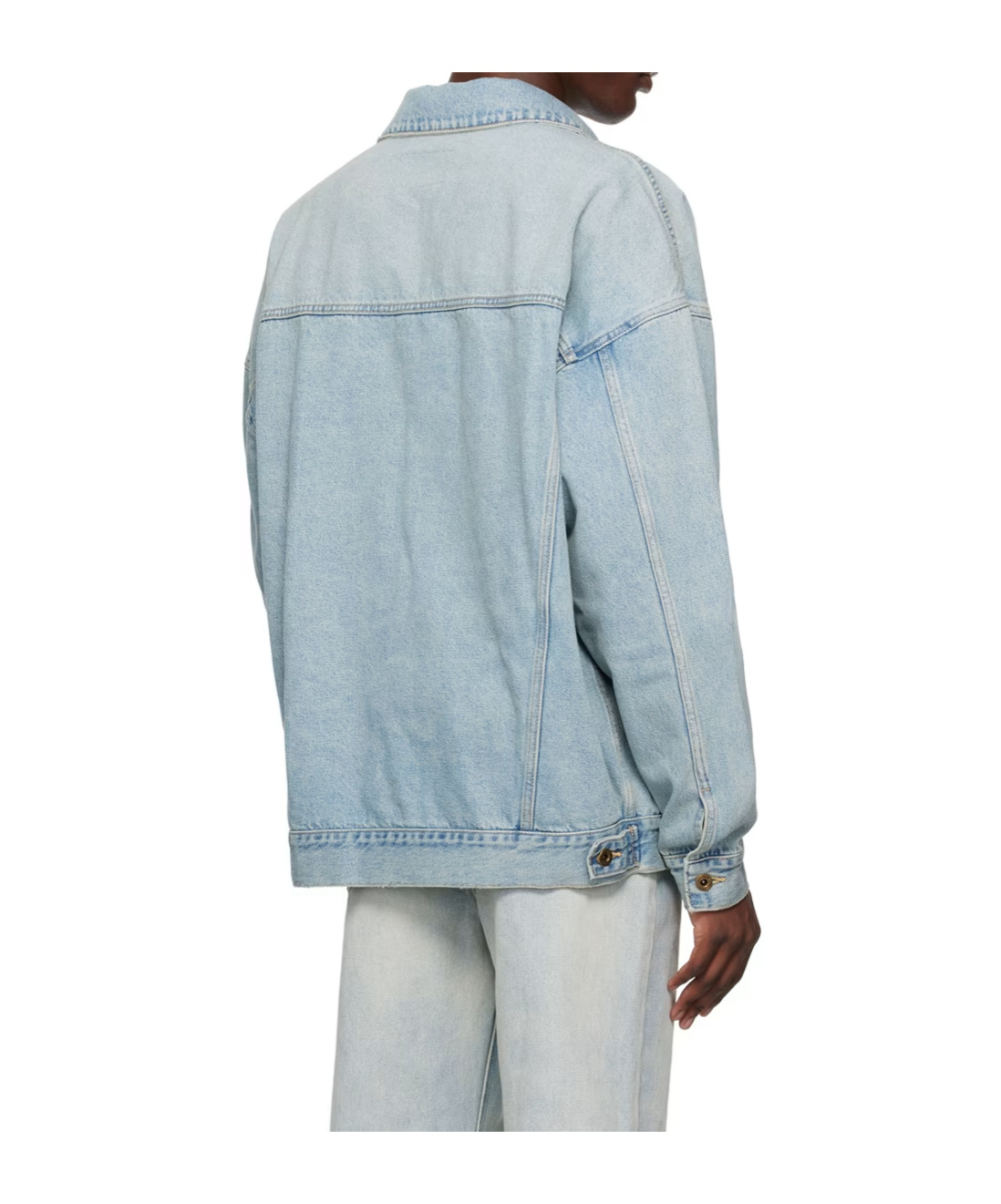 We11 Done Logo Embroidered Denim Coat In Gray