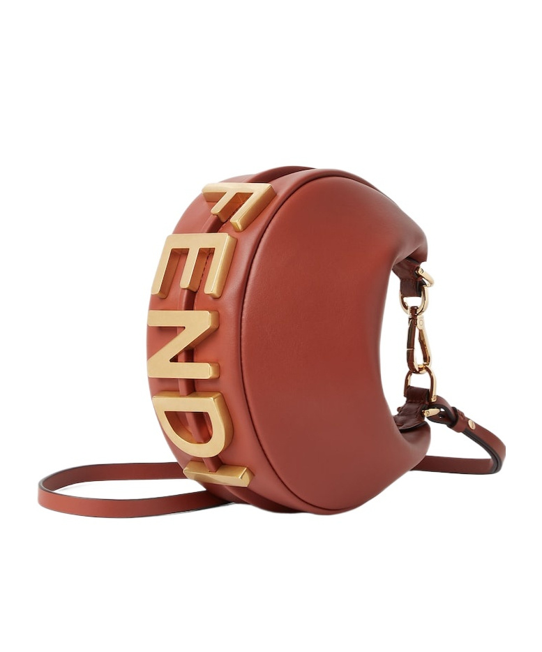 Fendi Mini Graphy Leather Shoulder Bag In Brown