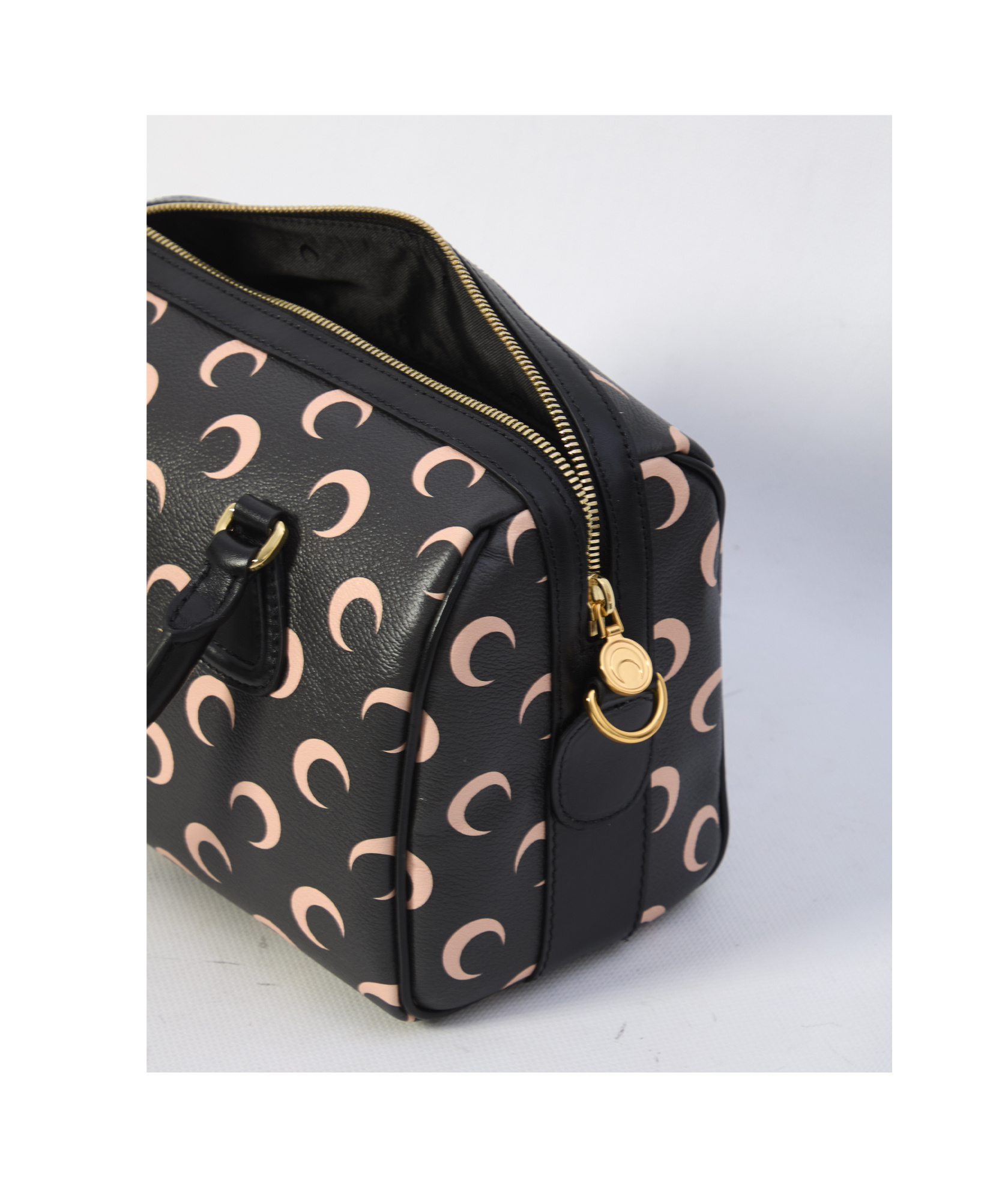 Shop Marine Serre Double Handle Shoulder Bag In Black
