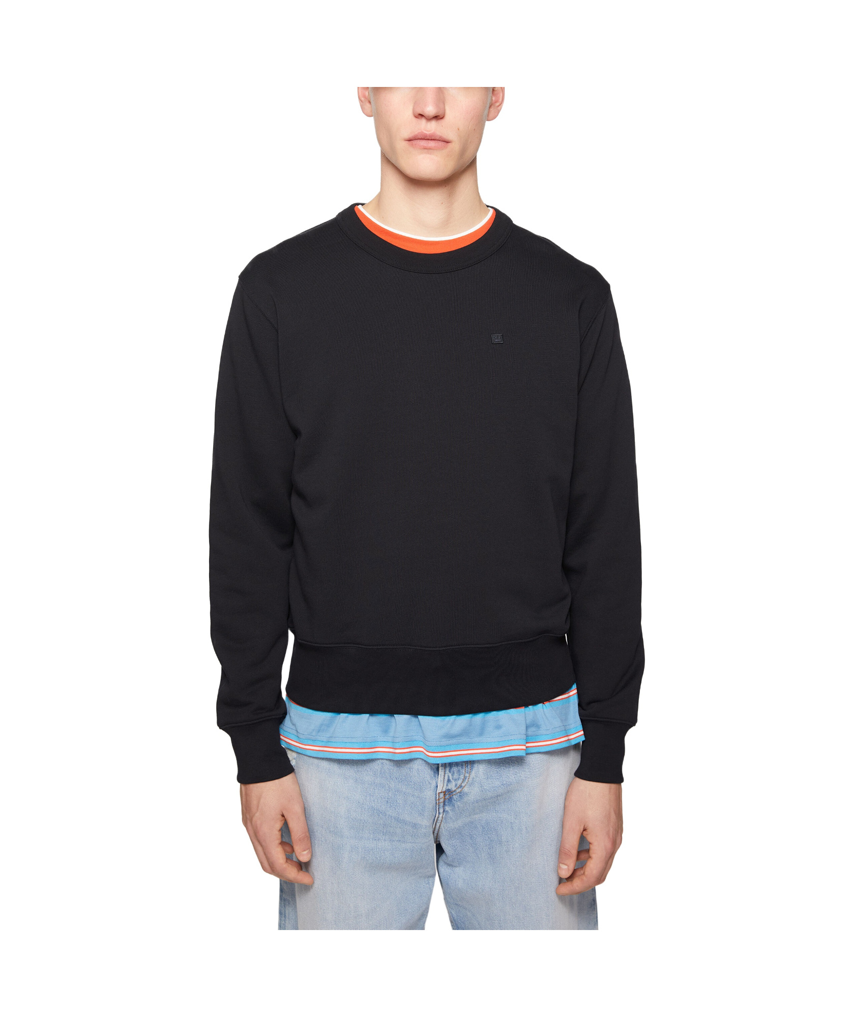 Acne Studios Face Logo Patch Jersey Sweatshirt In Black