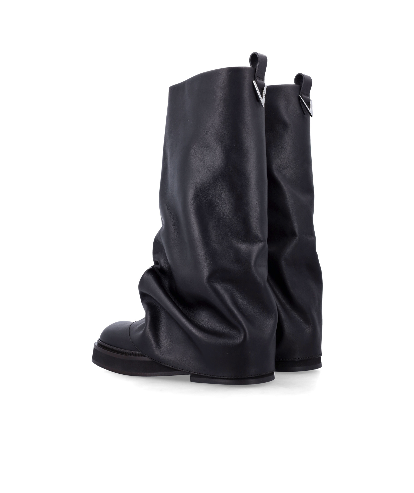 Attico Stylish Combat Boots With Square Toe Design In Black