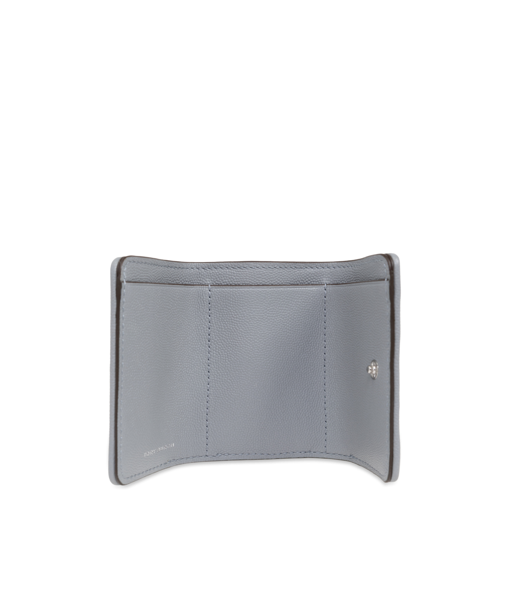 Tory Burch Double T-embossed Leather Wallet In Gray
