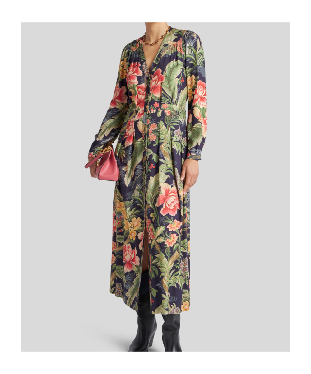 Etro , Printed Twill Shirt Dress, Woman, Navy Blue, Size 50 In Black