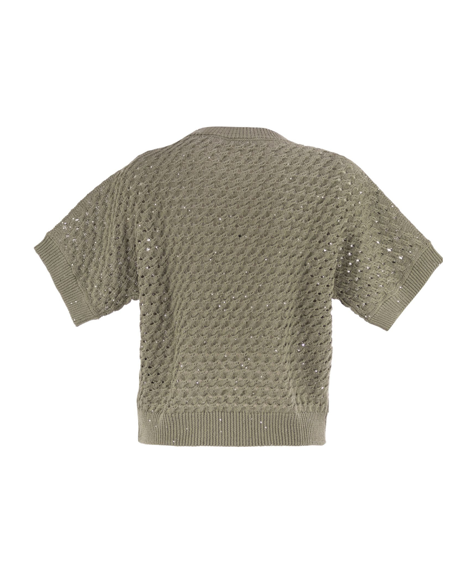 Peserico Cotton Cordonnet Jumper With Sequins In Gray