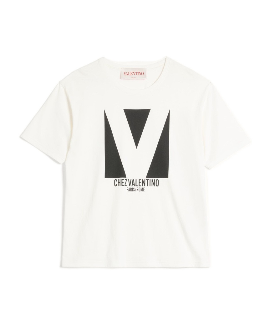 Shop Valentino Cotton T-shirt With Chez Print In White