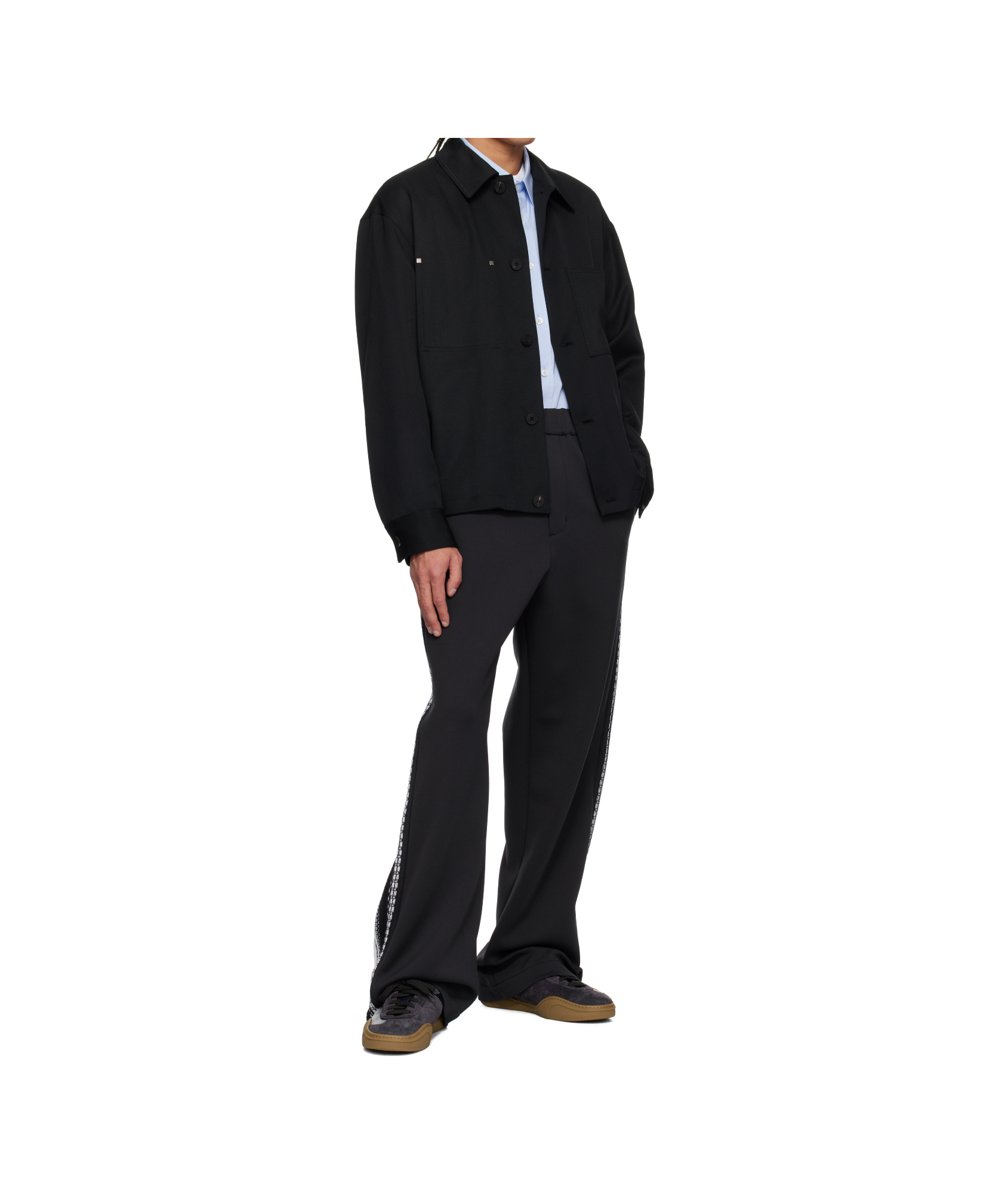 Wooyoungmi Navy Knit Detail Track Pants In Navy Blue