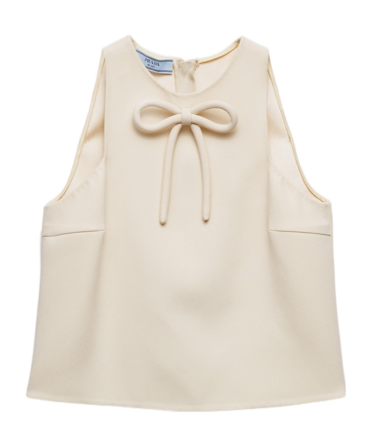 Prada Top With Bow In Natural Color