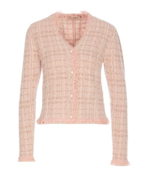 Twinset Jacquard Lurex Knit Jacket In Nude