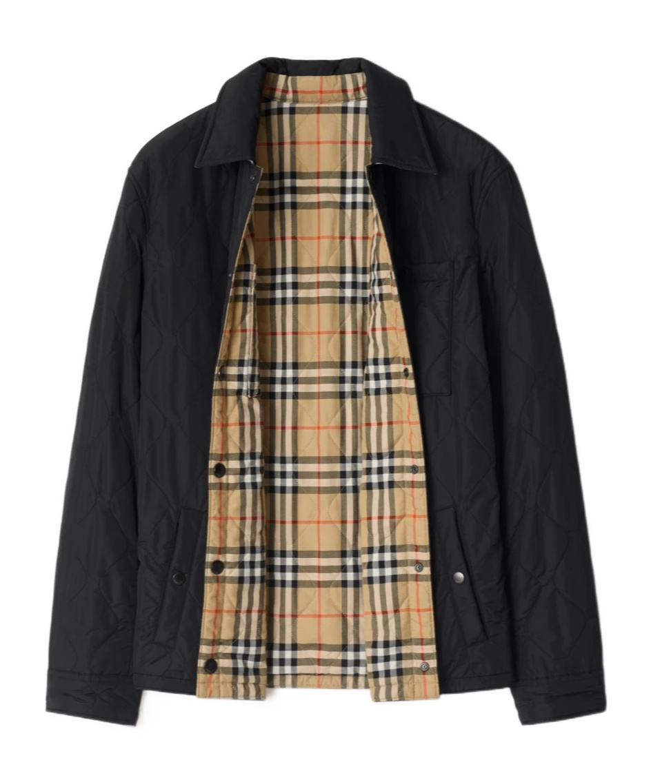 Burberry Reversible Vintage Check Thermoregulated Overshirt In Black