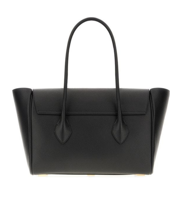 Ferragamo Logo Plaque Tote Bag Black In Black
