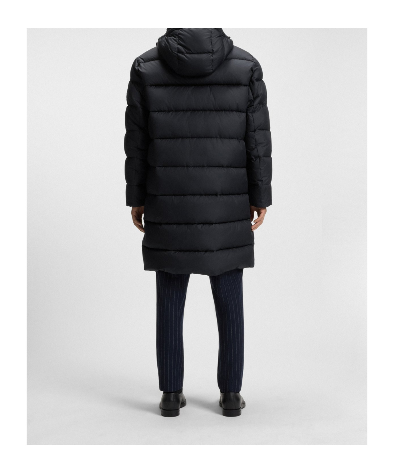 Hugo Boss Mens Black Hooded Padded Shell Coat In Black