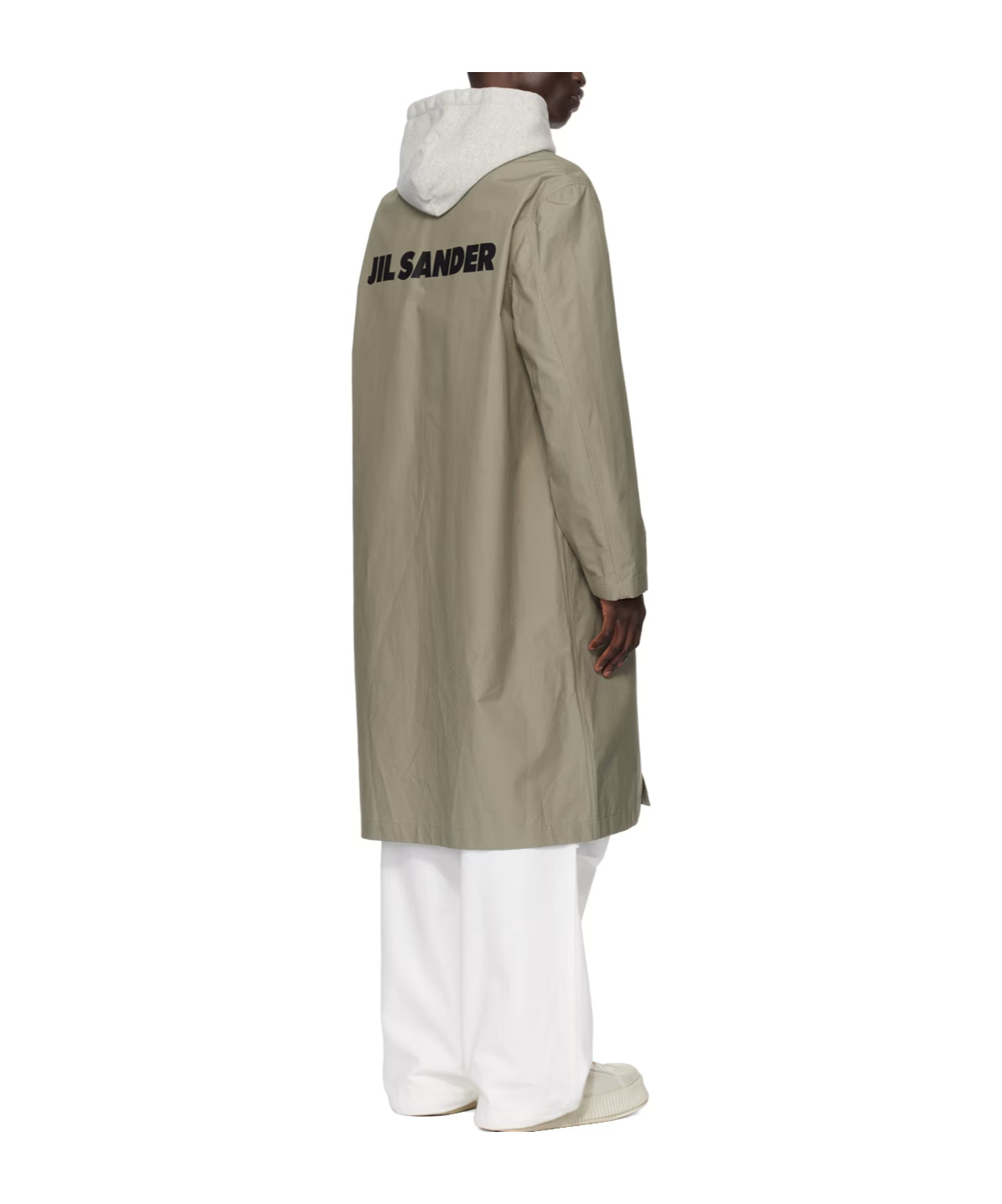 Jil Sander Logo-print Button-down Coat In Gray