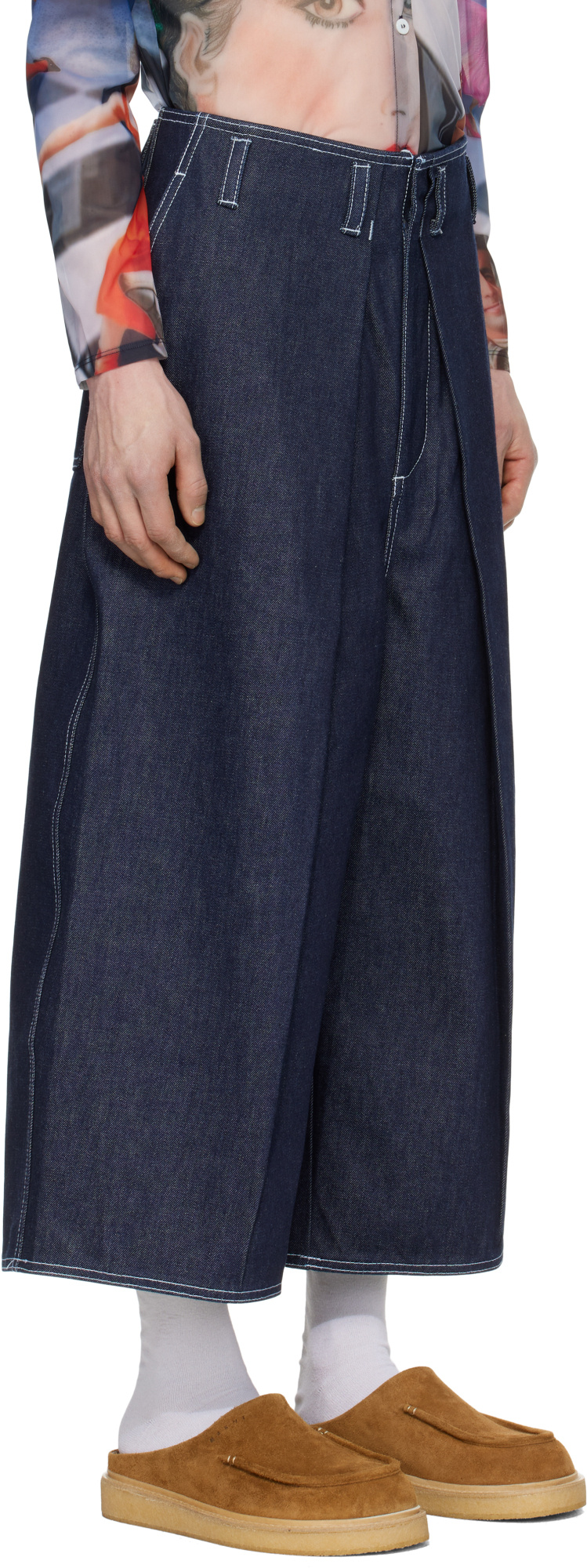 Sunnei Cholo Cropped Jeans In Navy Blue
