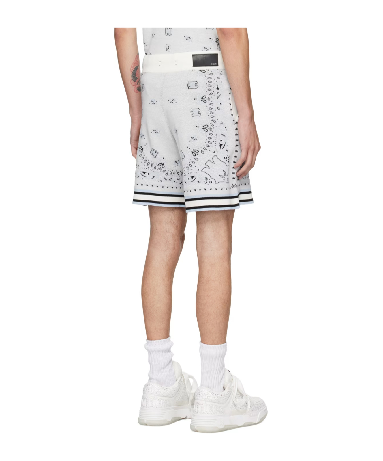 Amiri Bandana Jacquard Logo Pattern Shorts In White