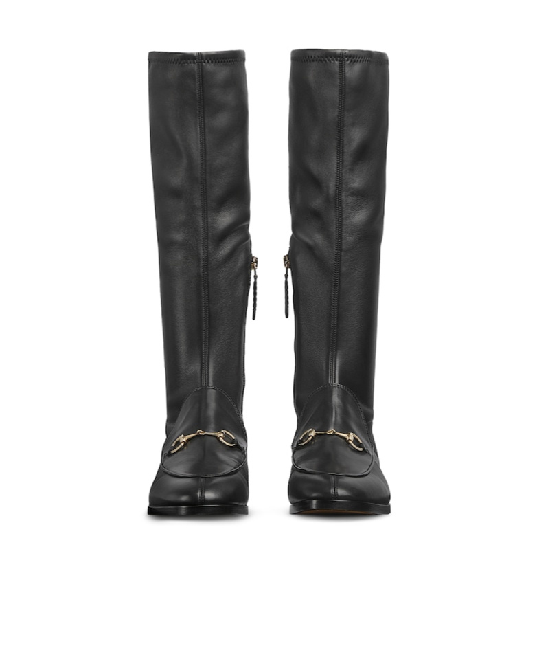 Gucci Leather Knee-high Boots Metal Hardware In Black
