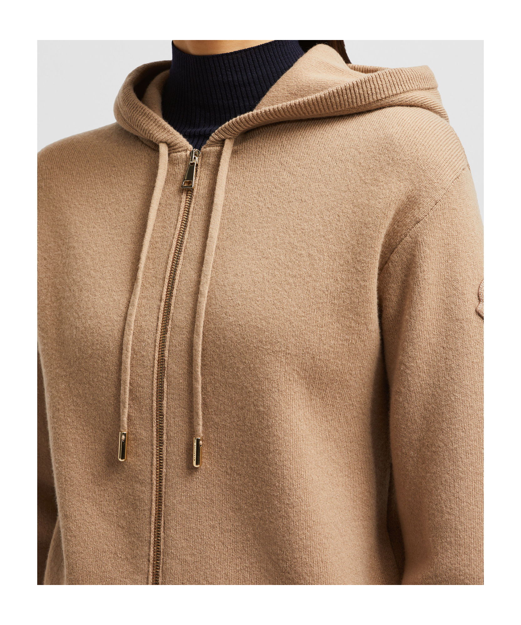Moncler Cardigan Zippé En Laine Et Cachemire In Nude