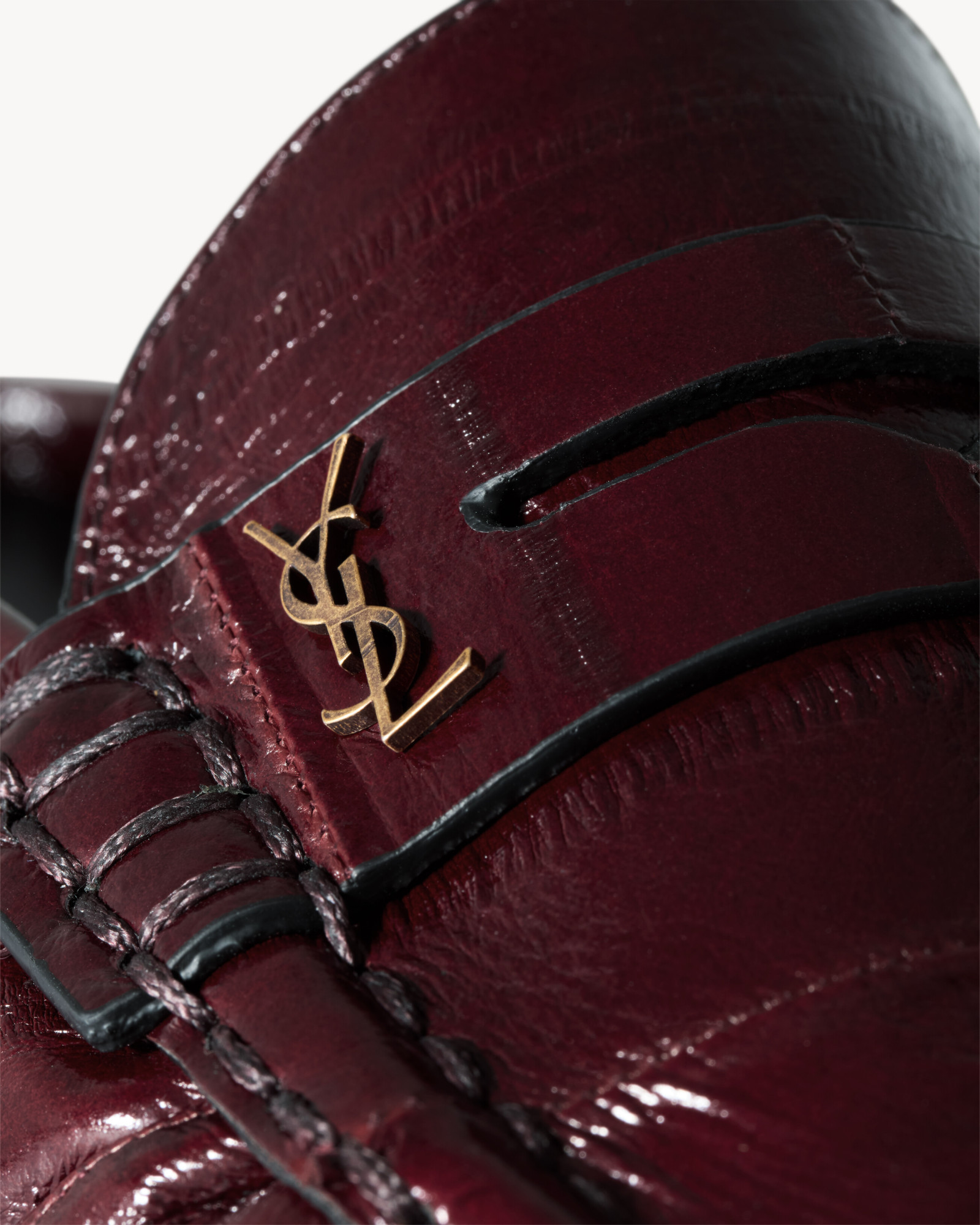 Saint Laurent Le Loafer Mules In Eel In Burgundy