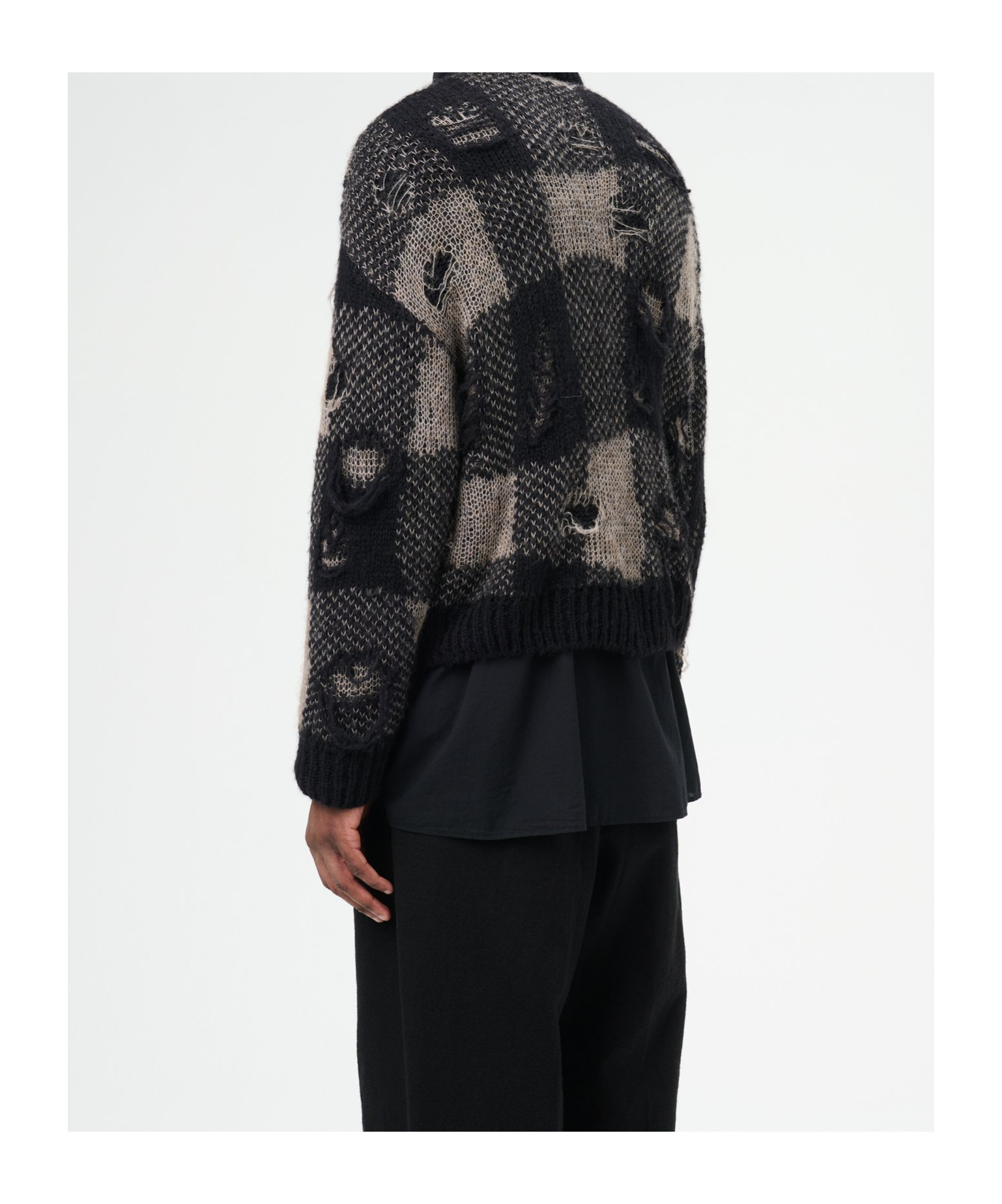 Our Legacy Patchwork Design Black Sweater With Round Neckline In Black