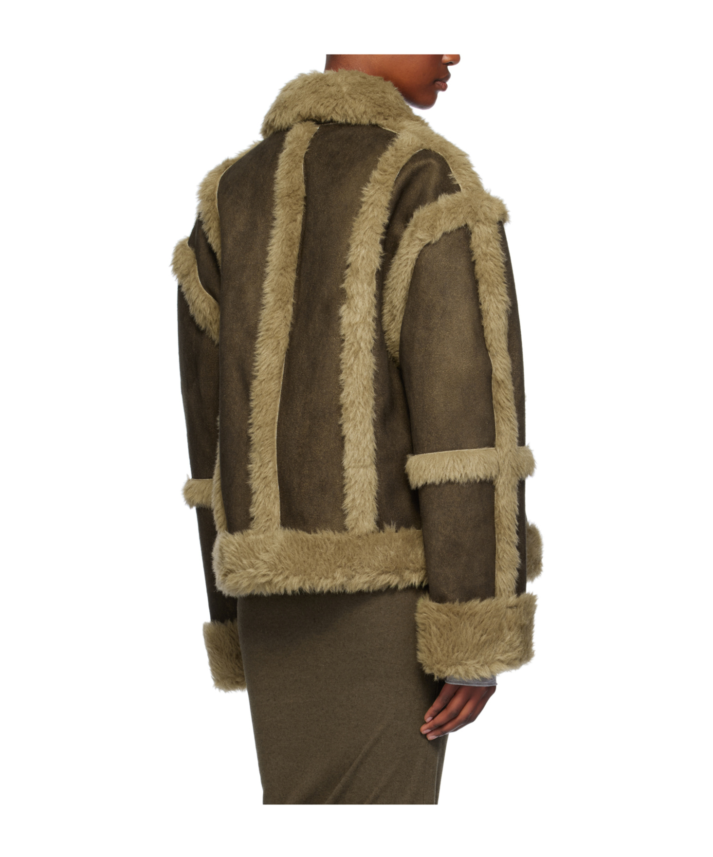 Open Yy Paneled Faux Leather Jacket In Brown