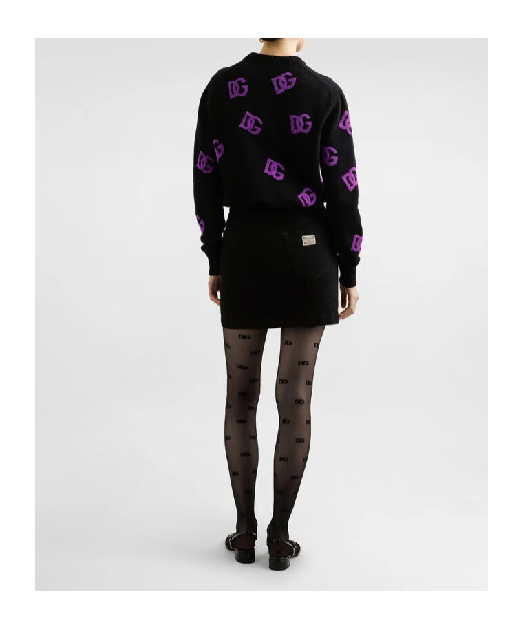 Dolce & Gabbana Virgin Wool Dg Millennials Sweater In Black