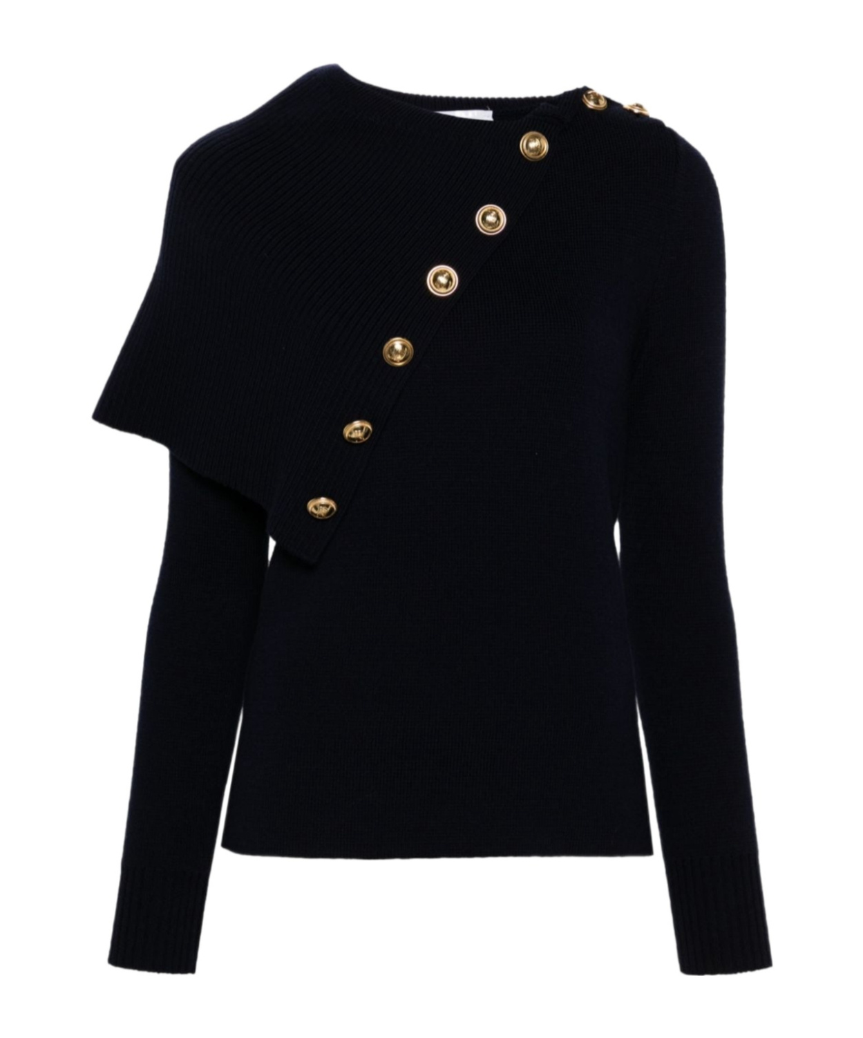 Rabanne Fine-knit Merino Wool Jumper In Black