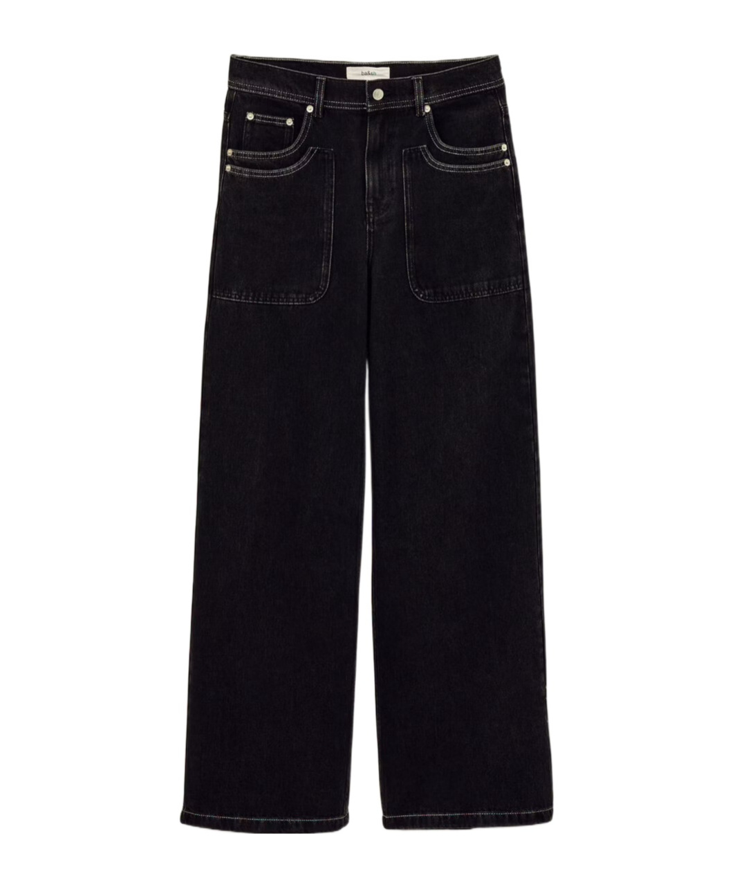 Bash Logo Wide-leg Jeans In Black