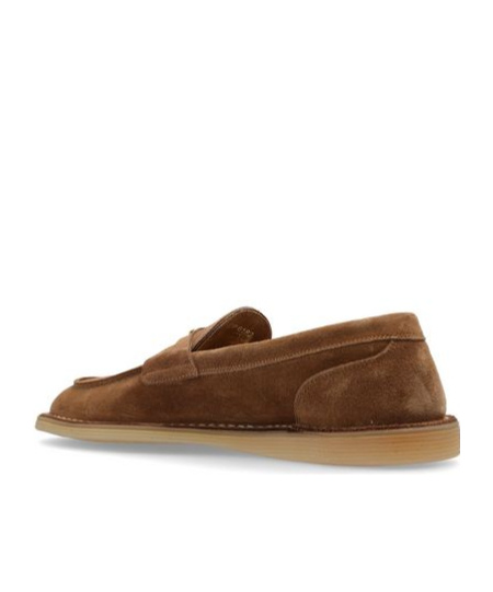 Dolce & Gabbana Dg Logo Suede And Shearling Loafers In Brown