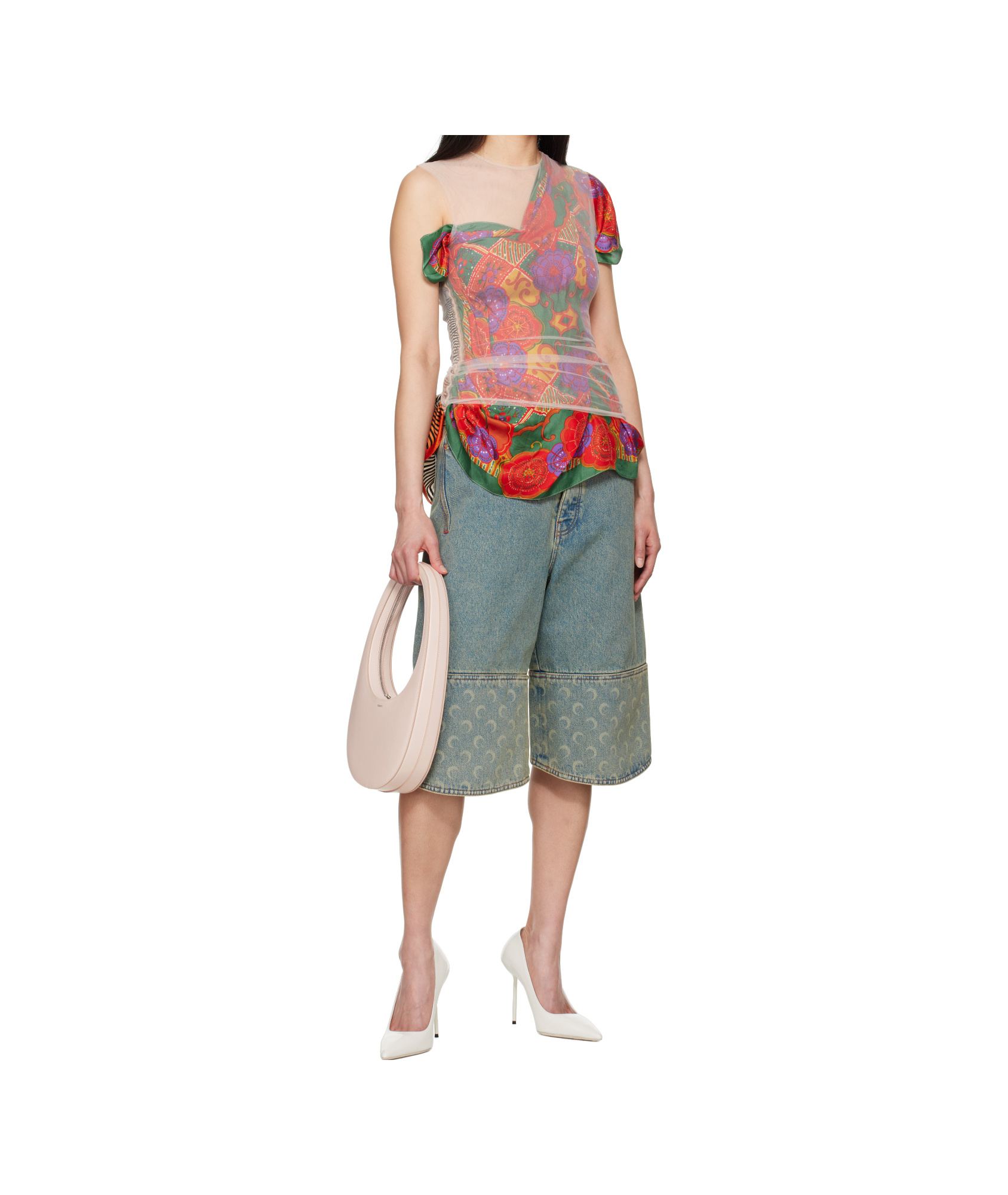 Marine Serre Multicolor Regenerated Silk Scarves Layer Top In Multicolor