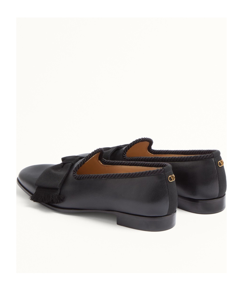 Shop Valentino Fringe Detailed Slip-on Loafers In Black