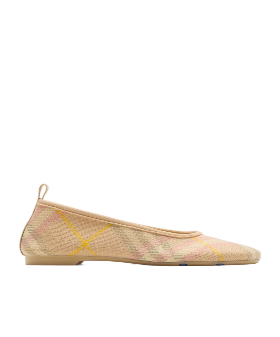 Shop Burberry Checked Ballerina Shoes In Nude