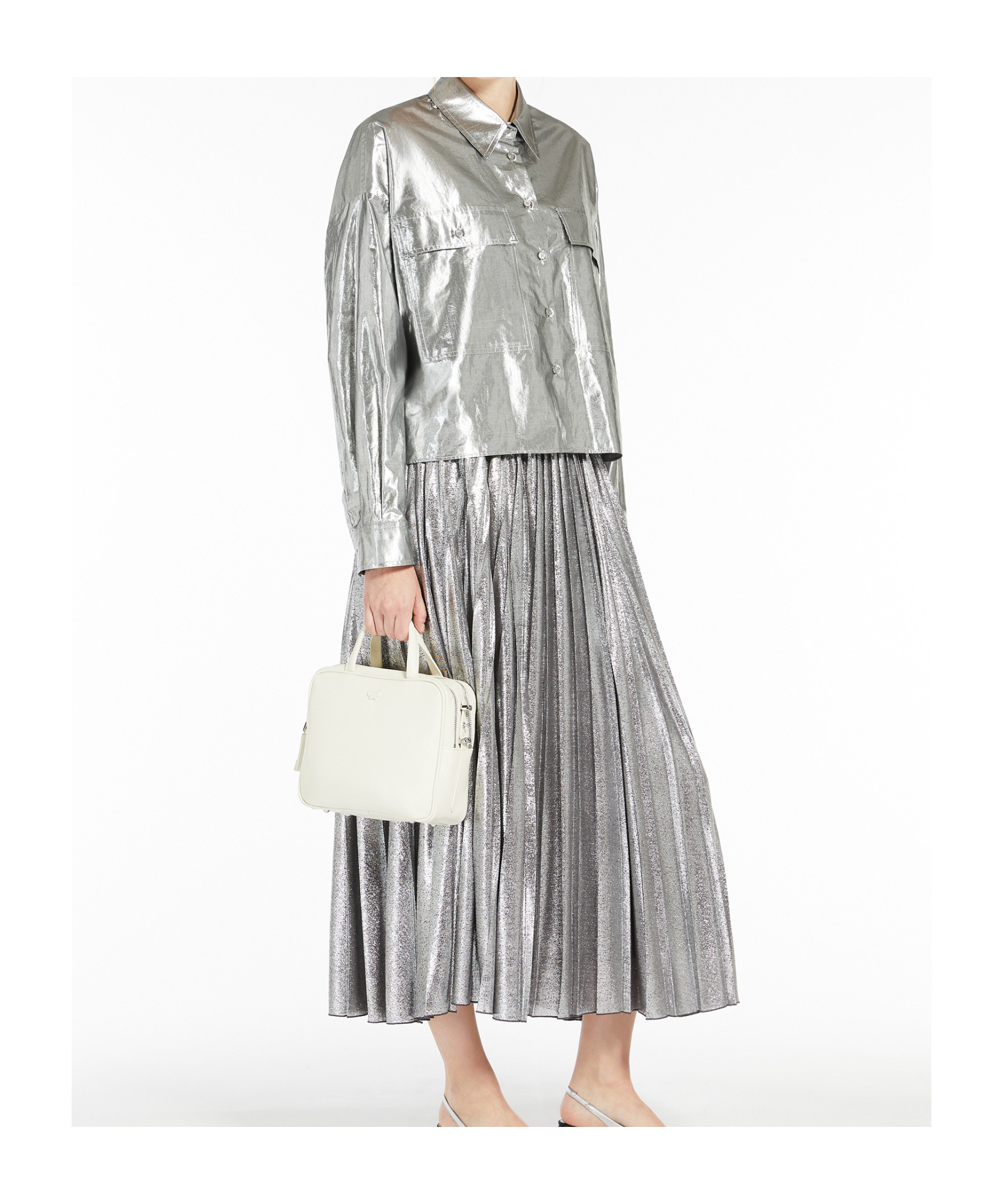 Weekend Max Mara Lamé Cotton Shirt In Gray
