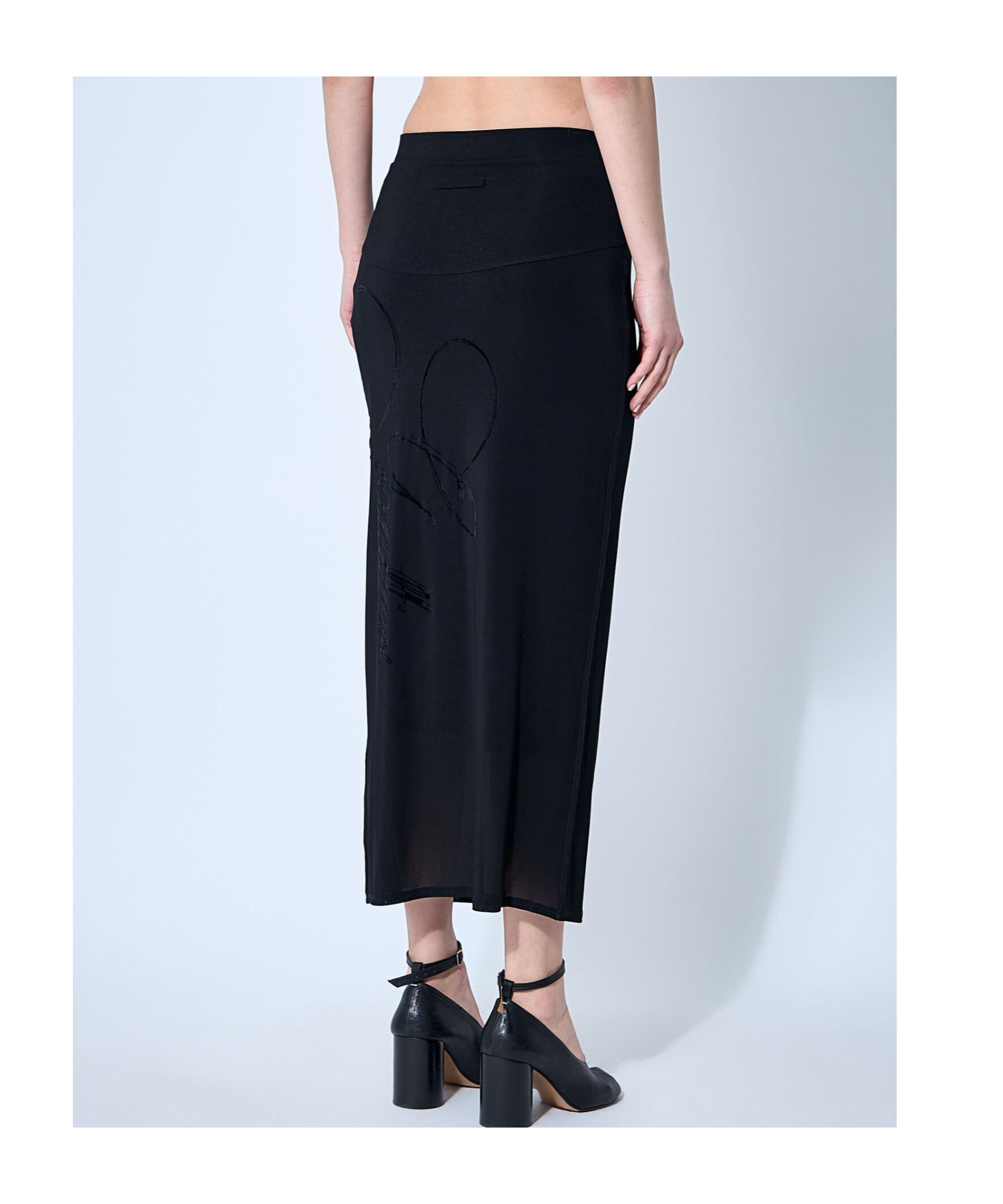Shop Jean Paul Gaultier Mesh Tattoo Midi Skirt In Black