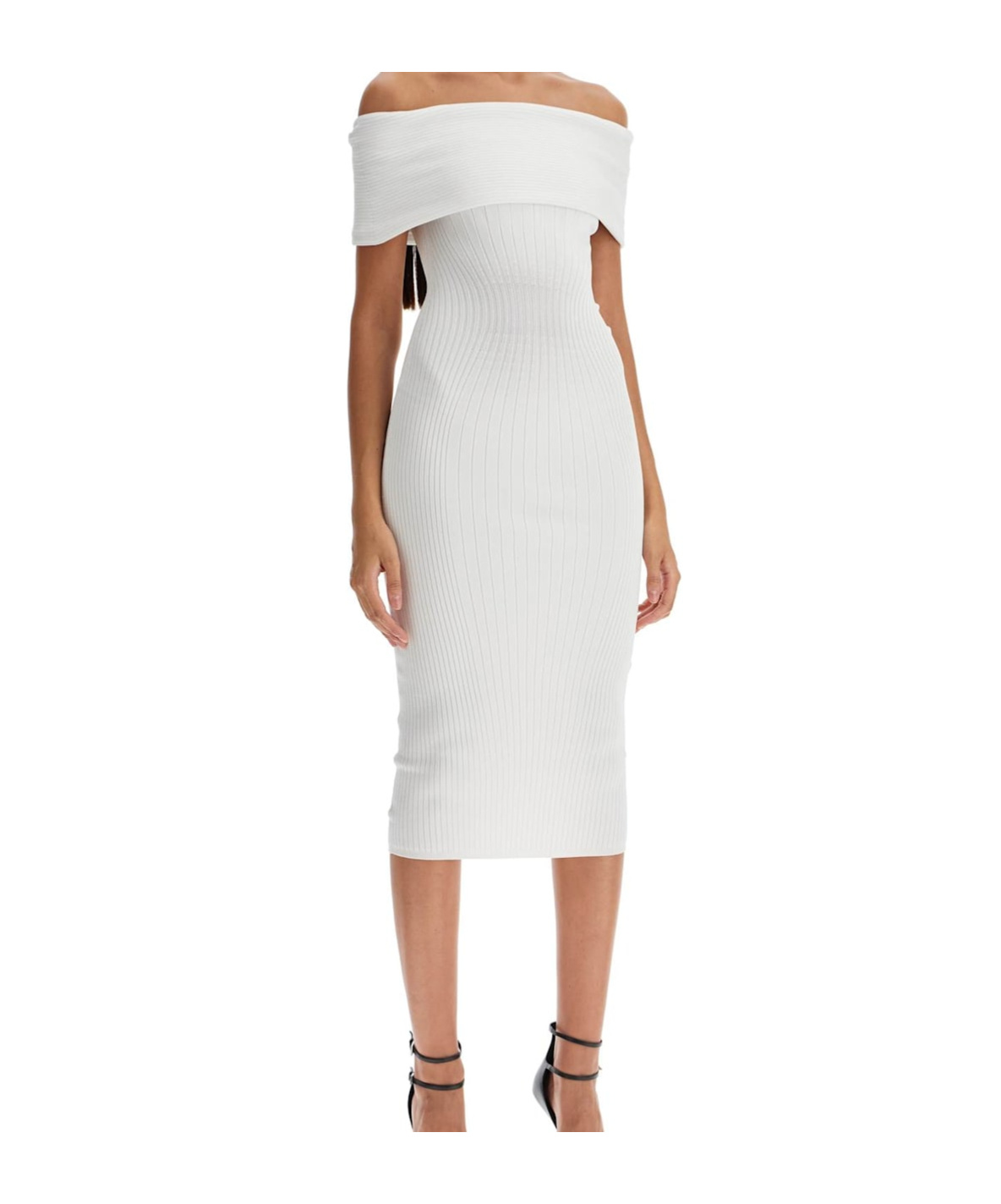 Mugler Off-shoulder Midi In White