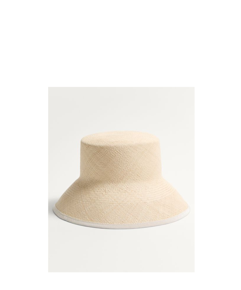 Valentino Garavani Vlogo Signature Straw Bucket Hat With Leather Trim And Cherry Embroidery Woman Na In Natural/multicolor