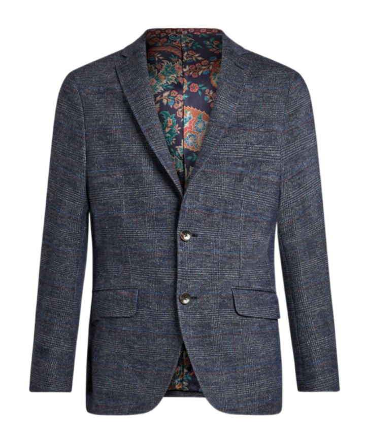 Etro Single-breasted Checked Blazer In Black