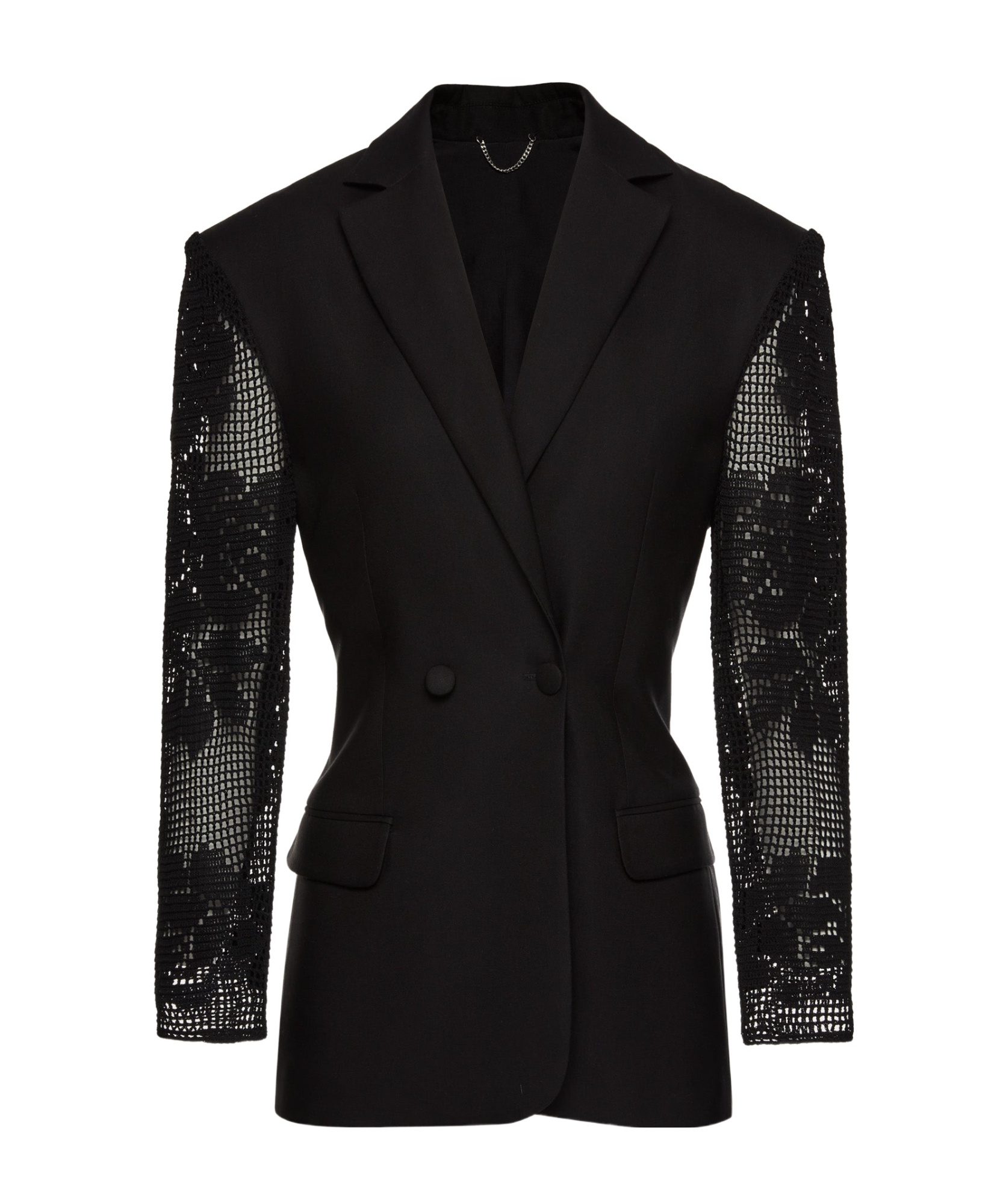 Magda Butrym Lace Crocheted Hourglass Suit Coat In Black