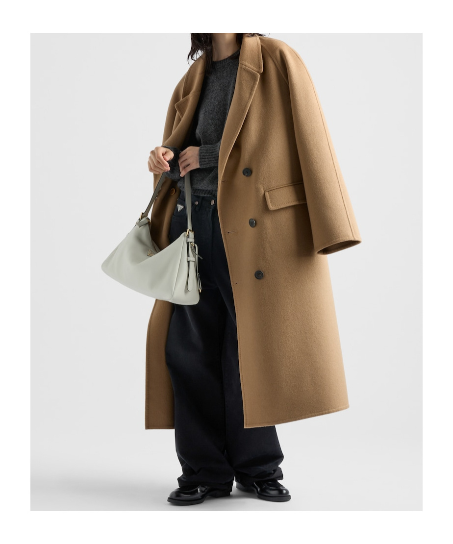 Prada Doppelreihiger Mantel Aus Kaschgora In Camel Brown
