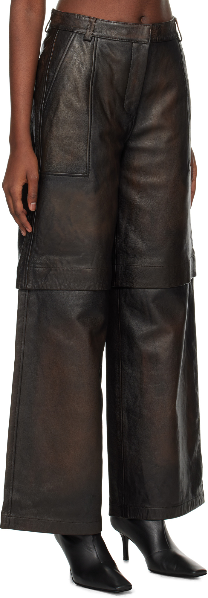 Holzweiler Brown Edda Leather Pants In Brown