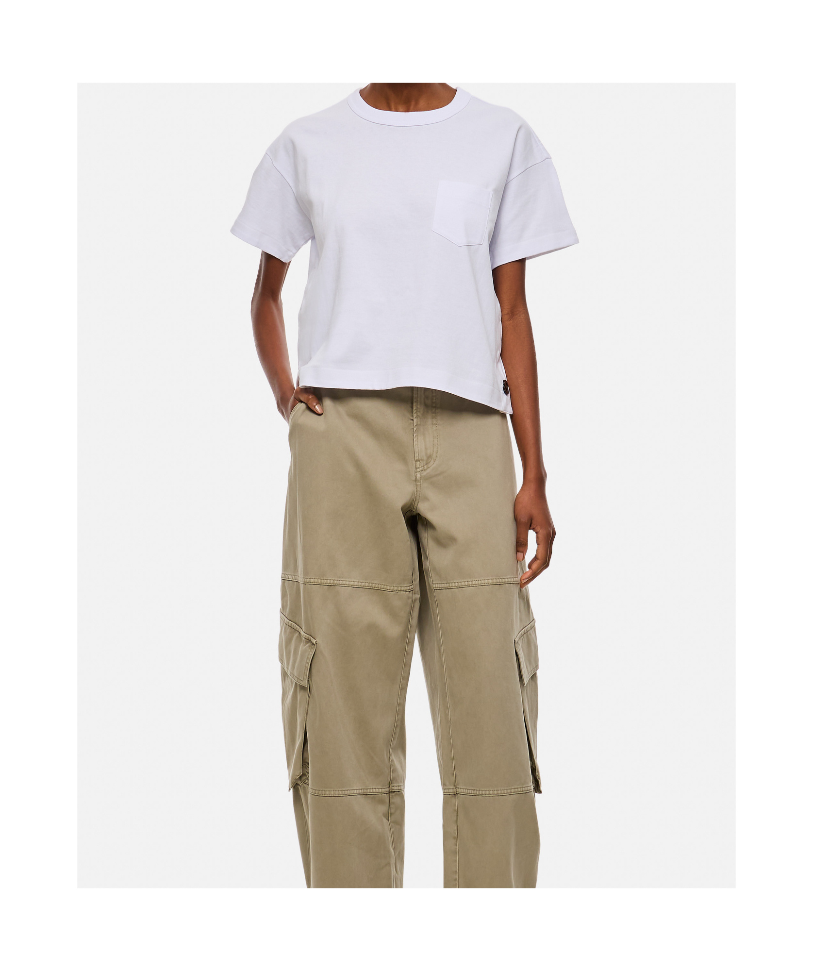 Sacai Cotton Poplin X Cotton Jersey T-shirt In White