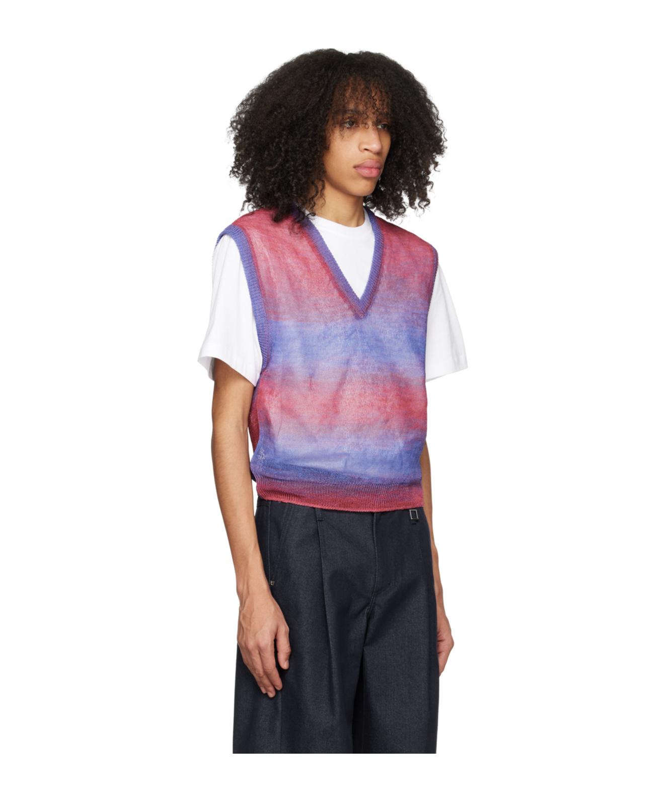 Wooyoungmi Graded Stripe Pattern Knitted Vest In Black