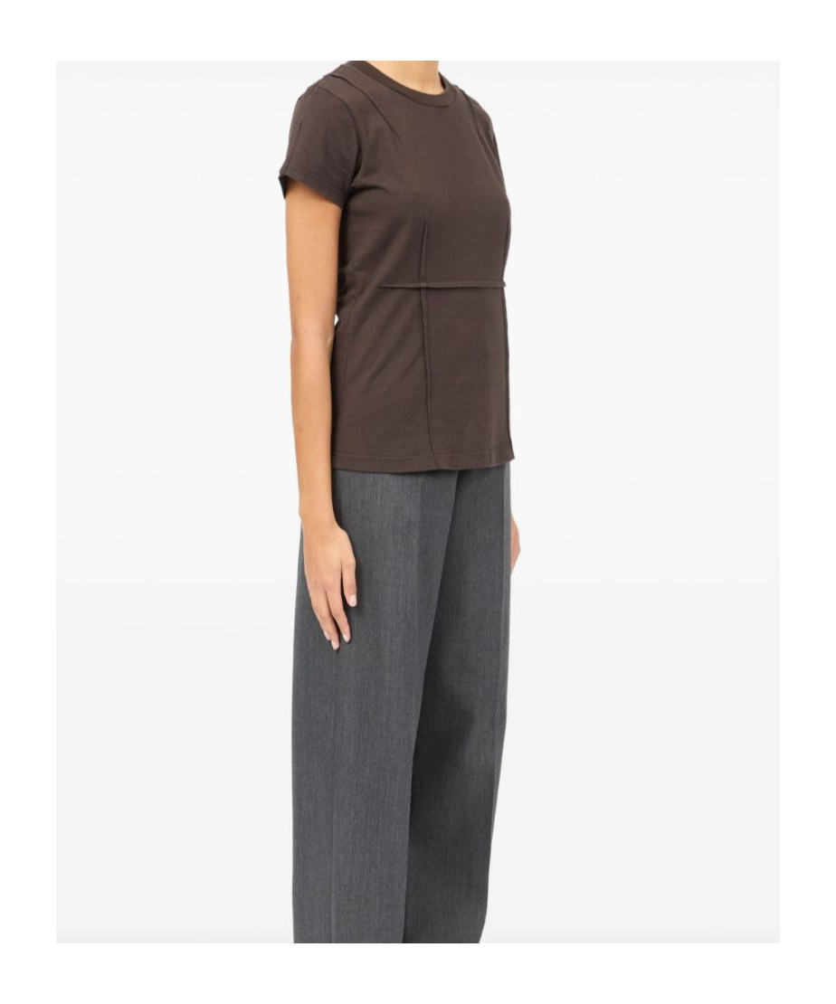 Mm6 Maison Margiela Panelled Short-sleeve T-shirt In Brown