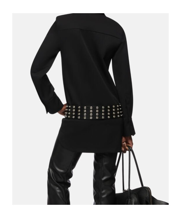 Attico Mini Dress With Long Sleeves And Asymmetrical Hem In Black