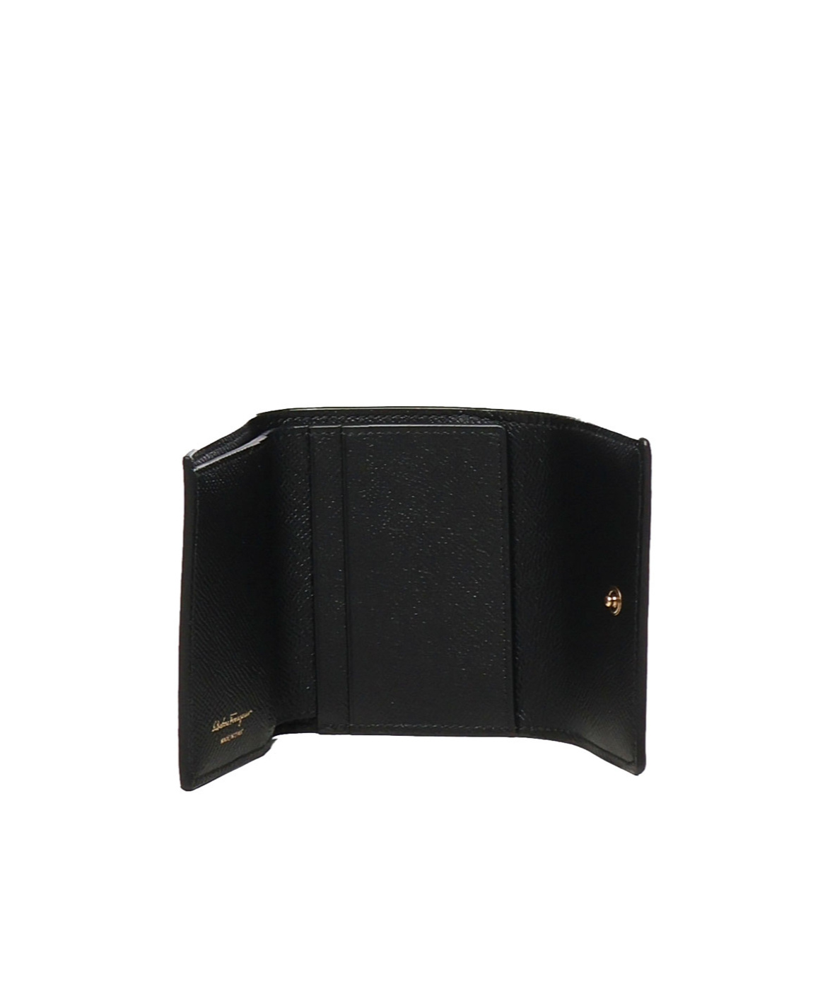 Ferragamo Gancini Plaque Tri-fold Wallet In Black