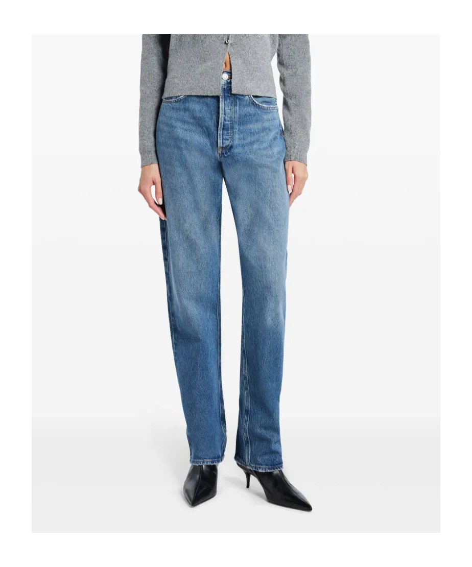 Agolde Denim Trousers With Belt Loops In Blue